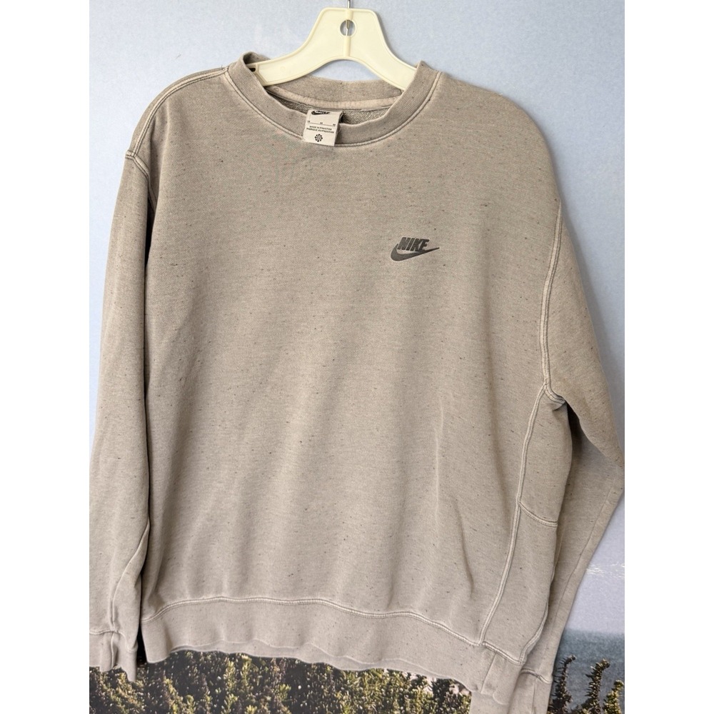 Nike Sweatshirt Mens Medium Speckled Gray Sportswear Club Fleece Crewneck